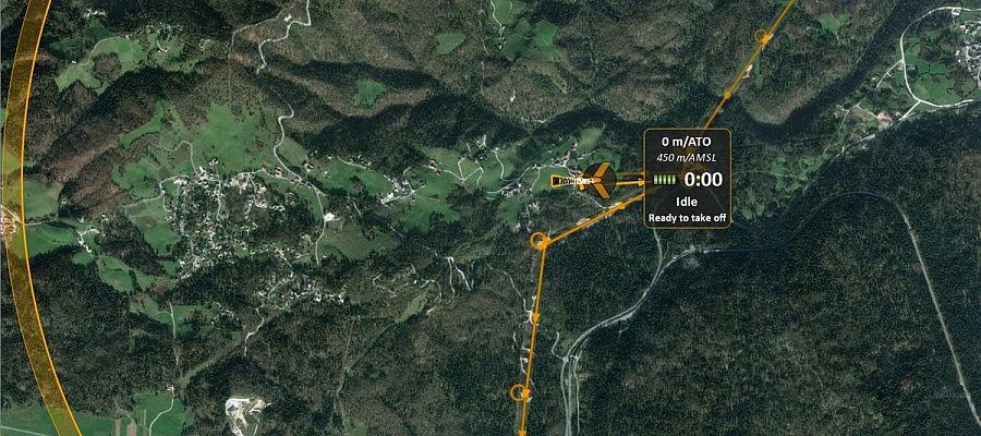 The course of planning an unmanned aircraft flight