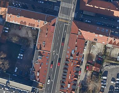 Updated orthophoto mosaic for the area of the renovated Slovenska cesta Road in Ljubljana